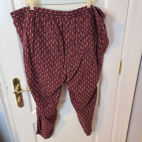 Old Navy Boho Linen Pants Tie Waist Maroon Plus Size XXL - Picture 8 of 8